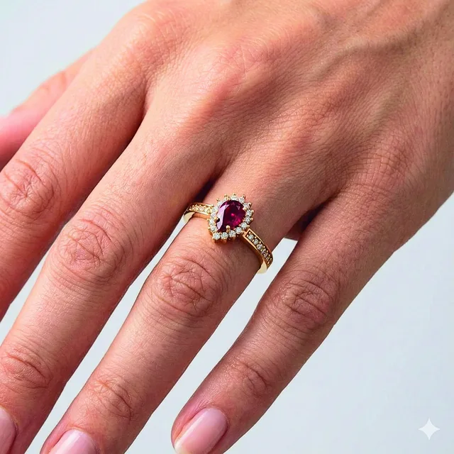 Anel Oval com Halo no modelo