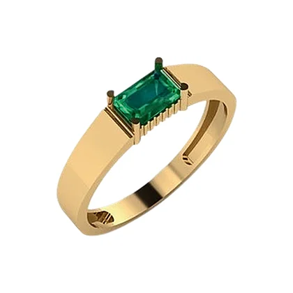 Anel com Pedra Retangular Verde