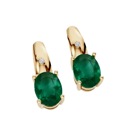 Brinco Pedra Verde Oval