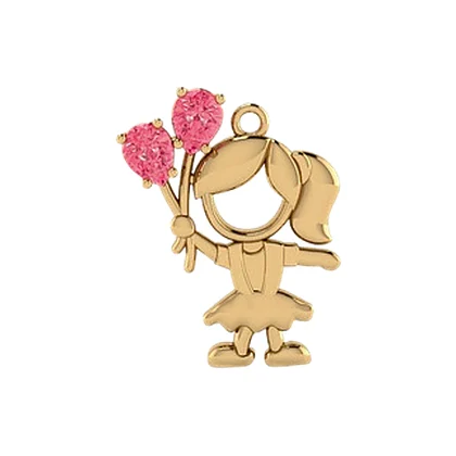 Pingente Menina Balão Rosa