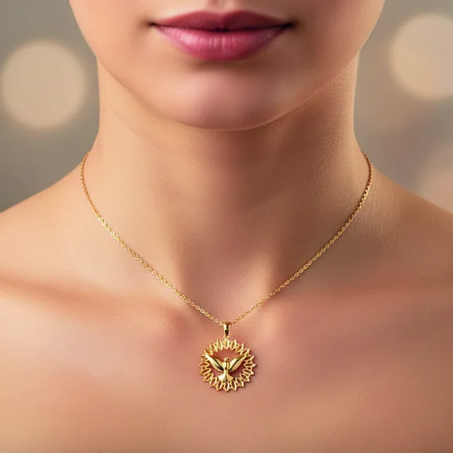 Pingente Espírito Santo com Moldura Floral Vazada no modelo