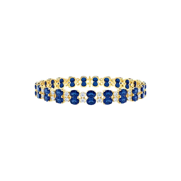Pulseira Dupla com Pedras Azuis e Brancas